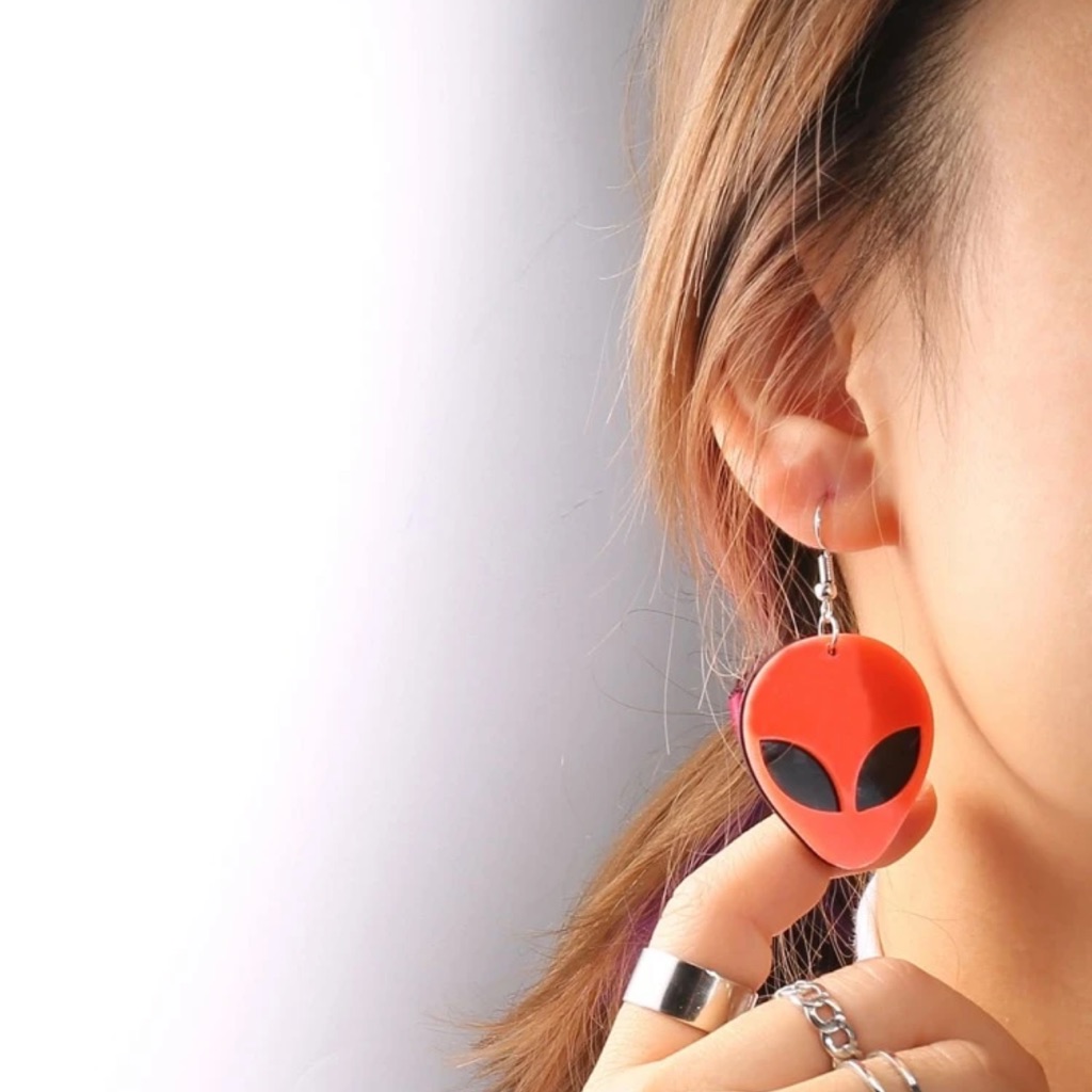 Awesome Neon Alien Y2k Style Drop Earrings